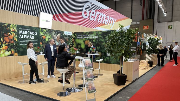 Auch in diesem Jahr hat sich Landgard wieder sehr erfolgreich als Teil des deutschen Gemeinschaftsstands des Bundesministeriums für Ernährung und Landwirtschaft bei der Fruit Attraction 2024 in Madrid präsentiert. Bild: Landgard.
