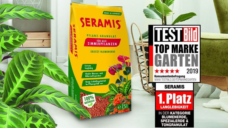 TESTBILD-Siegel für Seramis als „Top Marke Garten 2019“. Bild: Seramis.