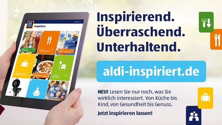 ALDI SÜD ruft einen neuen digitalen Kanal ins Leben. Ab sofort werden Kunden unter aldi-inspiriert.de Inhalte angeboten, die individuell auf ihre Interessen zugeschnitten sind und Inspiration unter anderem zu Unternehmungen, Dekoration oder Rezepten liefern. Bild: ALDI SÜD