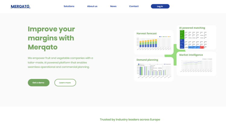Das Produkt von Merqato ist eine Softwareschnittstelle, die Daten aus Produktion, Markt und Verkauf sammelt.