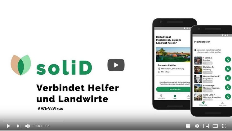 Die App "soliD - solidarisches Deutschland" soll Landwirte in Not mit Menschen zusammenbringen, die ihren gewohnten Tätigkeiten wegen der Coronakrise nicht nachkommen können.