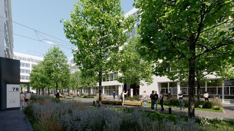 Außenanlagen des Weissen Quartiers. Bild: © Allgemeine SÜDBODEN, Fotograf: Michael Kammeter. 