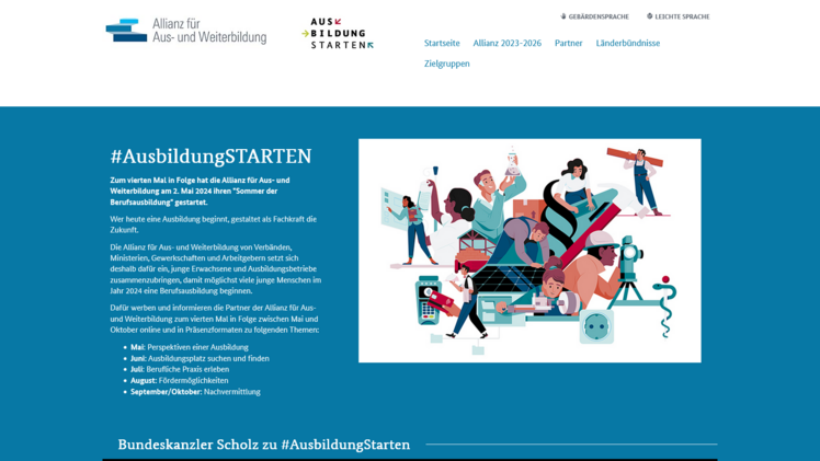 Website der Allianz für Aus- und Weiterbildung. Screenshot: GABOT.
