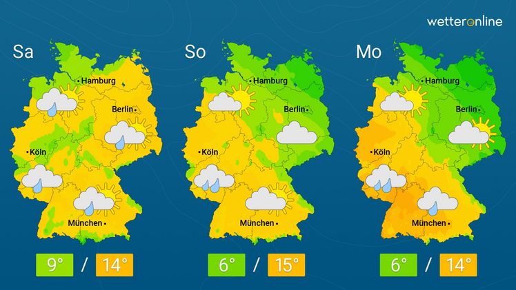 Die aktuelle Wetterkarte. Grafik: WetterOnline. 