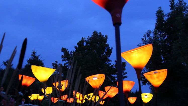 Die Illumination eignet sich gut für einen Familienausflug, egal ob klein oder groß, jeder findet etwas, was ihn hier beeindruckt. Bild: Park der Gärten. 