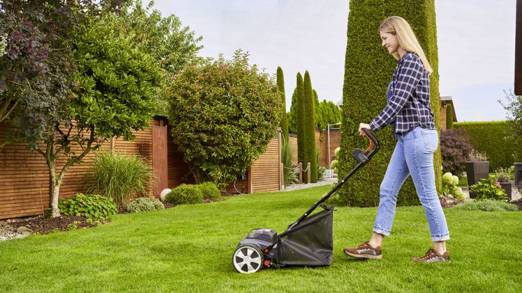 Neuer AL-KO 18V Bosch Home & Garden compatible Akku-Spindelmäher Razor Cut 38.4 Li HM Comfort. Bild: AL-KO.