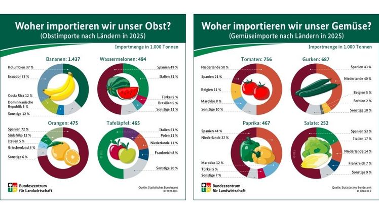 Woher importieren wir unser Obst und Gemüse? Grafik: BLE. 