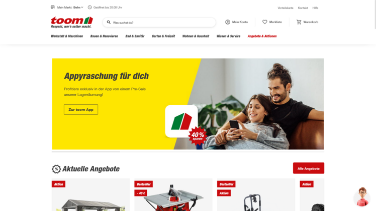 toom.de ist „Bester Online-Shop". Screenshot: GABOT.