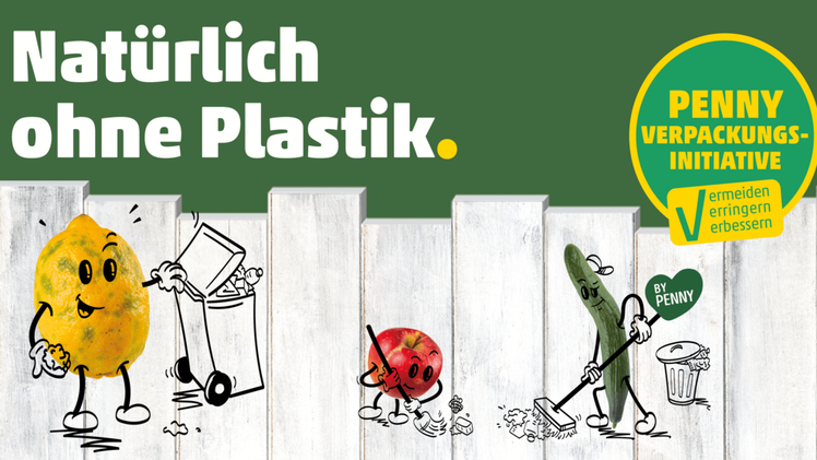 Statt Plastik-Verpackungen werden bei Penny umweltfreundlichere Alternativen wie Papp- und Papier-Verpackungen, Zellulosenetze oder Banderolen und Sticker genutzt. Bild: Penny.
