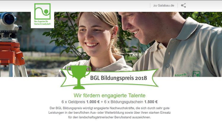 Website des BGL Bildungspreises. Screenshot: GABOT.