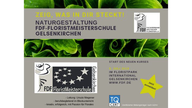 FDF-Floristmeisterkurs startet am 5. Juli 2019. Grafik: FDF.