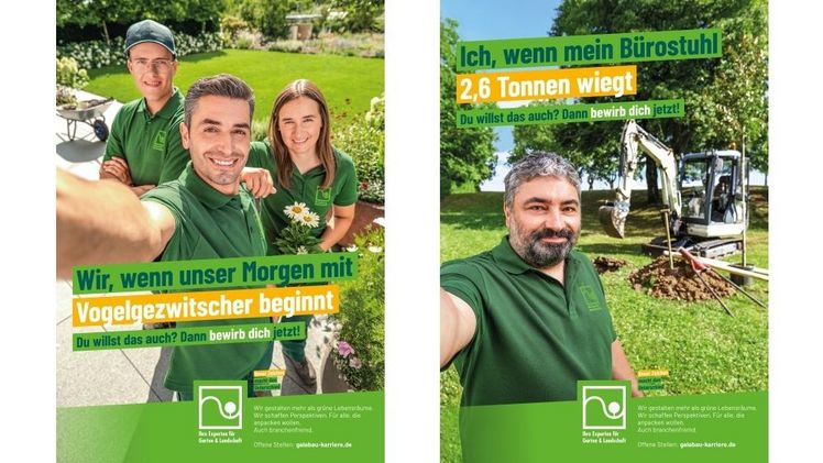 Landschaftsgärtnerinnen und -gärtner im Einsatz: authentische Gesichter der neuen BGL-Kampagne. Bild: BGL.