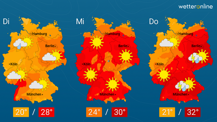 Die aktuelle Wetterkarte. Grafik: WetterOnline. 