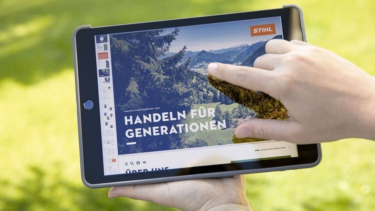 Der erste STIHL Nachhaltigkeitsbericht ist online verfügbar und steht unter dem Motto "Handeln für Generationen". Bild: STIHL.