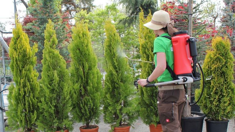 Der Schweizer Sprühgeräte Hersteller präsentiert auf der spoga + gafa in Halle 6.1 am Stand A 010 die neueste Generation seiner Rückensprühgeräte Flox 10 und Iris 15. Bild: Birchmeier. 