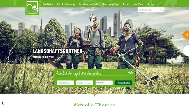 Die Website des Ausbildungsförderwerk Garten-, Landschafts- und Sportplatzbau e. V. Screenshot: GABOT.