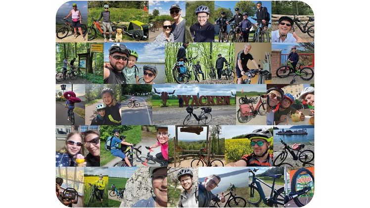 Auf dem Weg zur Arbeit, im Urlaub oder beim Sport zeigten die GLOBUS Mitarbeiterinnen und Mitarbeiter bei der Aktion "GLOBUS radelt 2024" vollen Einsatz. Bild: GLOBUS Gruppe.