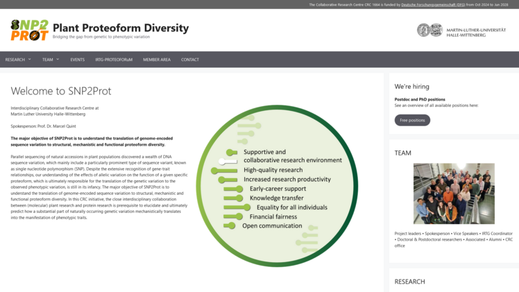 Website des Protein- und Pflanzenforschungsprojektes. Screenshot: GABOT.