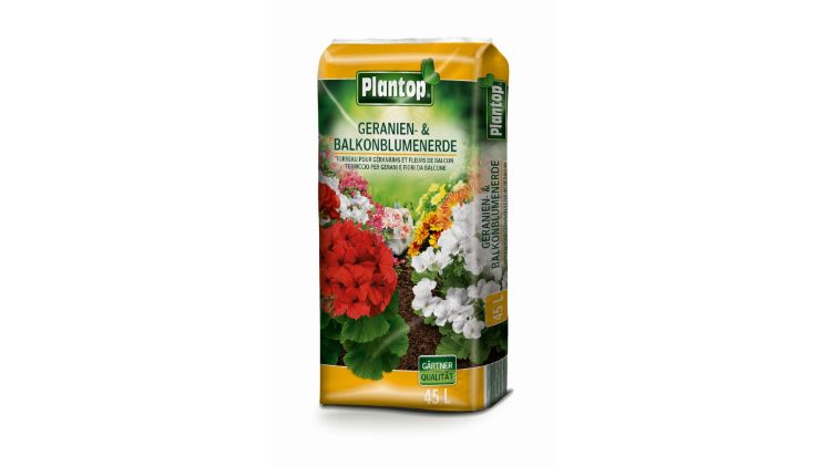 Plantop Geranien- und Balkonblumenerde. Bild: Ziegler Erden.