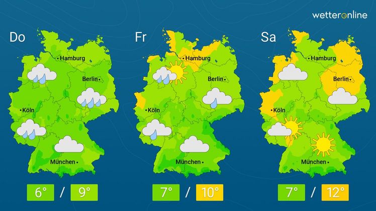 Die aktuelle Wetterkarte. Grafik: WetterOnline. 