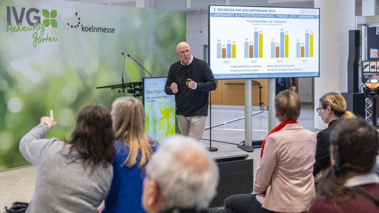 Klaus Peter Teipel auf dem IVG Medientag Garten 2026. Bild: © Koelnmesse GmbH, Uwe Weiser.