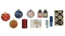 Glanz, wie ihn das Herz zum Fest begehrt (v. l.): Handgefertigte Kugel (Krebs Lauscha), modischer Goldglanz (Shishi), australische Weihnacht (Christborn), Hochglanzkerzen (Wenzel Kerzen), Baumschmuck aus Recyclingglas (Kugel und Parfüm, Inge Glas), festliches Geschenkpapier (beide Geschenke, Sadoch), kompostierbare Geschenkbänder (Goldina). Bild: Messe Frankfurt.