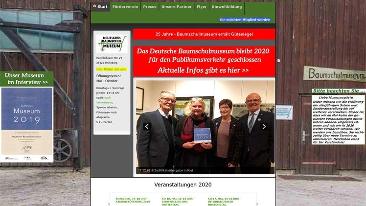 Das Deutsche Baumschulmuseum bleibt 2020 geschlossen. Screenshot: GABOT.