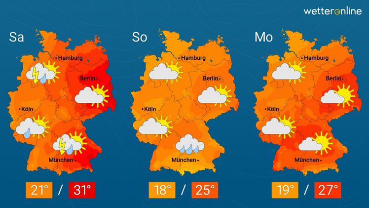 Die aktuelle Wetterkarte. Grafik: WetterOnline. 