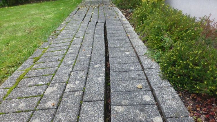 Geschädigte Wegedecke durch Baugrundsetzungen. Bild: FLL. 