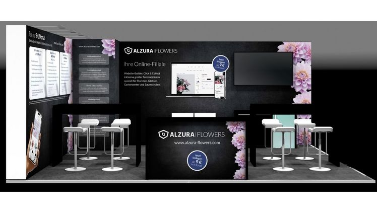 Der ALZURA Flowers Messestand auf der IPM 2025. Bild: ALZURA Flowers.