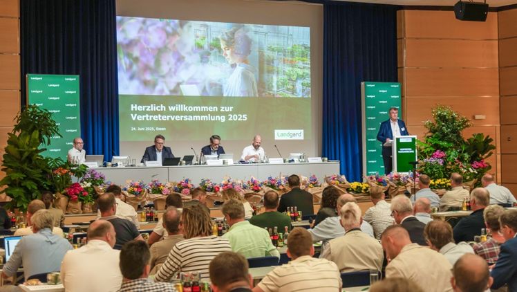v. l.: Dr. Gunther Lehleiter (stellv. Vorstandsmitglied der Landgard eG gemäß § 29 der Satzung), Dr. Carsten Nagel (CRO), Moritz-Christian Krannich (Vorstand Landgard eG), Dirk Schwichtenberg (stellv. Aufsichtsratsvorsitzender Landgard eG), Bert Schmitz (Aufsichtsratsvorsitzender Landgard eG). Bild: Landgard, Uli Heufs.