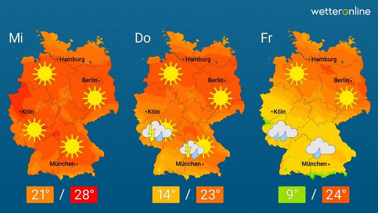 Die aktuelle Wetterkarte. Grafik: WetterOnline.