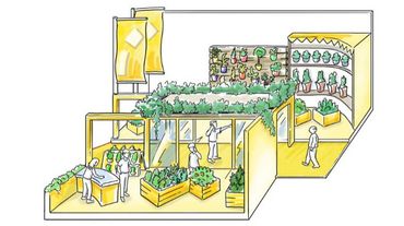 Wie sieht das Gartencenter der Zukunft aus? Das erfahren die Besucher in diesem Bereich. Innovativer Ladenbau, der Einsatz von Licht und Technik steigern den Umsatz. Bild: Messe Essen.