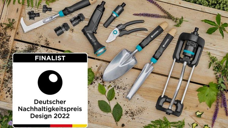 Die neue Gardena EcoLine enthält einen hohen Anteil an Recyclingmaterialien, die überwiegend aus Haushaltsmüll gewonnen werden. Bild: Gardena / Deutscher Nachhaltigkeitspreis.
