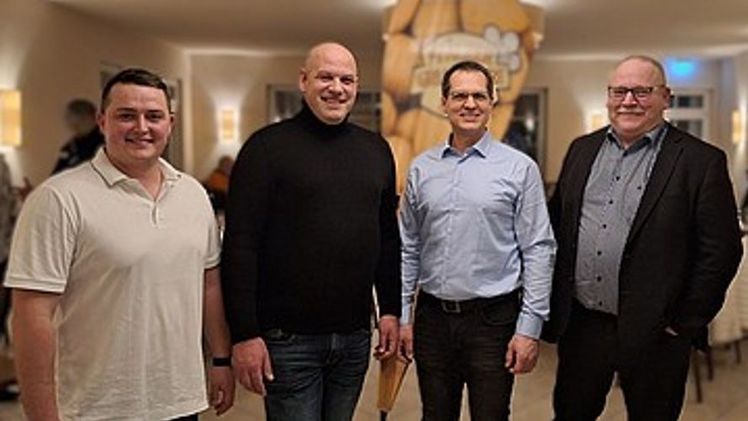 v.L.: Patrik Gleich (Weingarten), Markus Frank (Frankenthal), Hartmut Magin (Mutterstadt) und Johannes Zehfuß (Böhl-Iggelheim). Bild: Pfälzer Grumbeere.