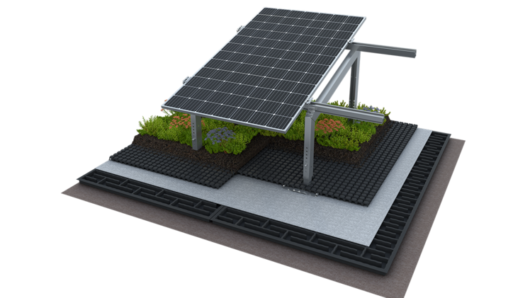 Dachbegrünungssystem Optigrün-Solar FKM. Bild: Optigrün.