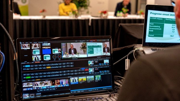 Mitglieder und Eingeladene beteiligten sich über einen Live-Stream an der Allgemeinen Mitgliederversammlung von Plantion. Bild: VVB Van Bree.