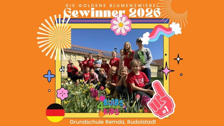 Die Gewinner der Goldenen Blumenzwiebel 2026: Grundschule Remda, Rudolstadt, Deutschland. Bild: iBulb.