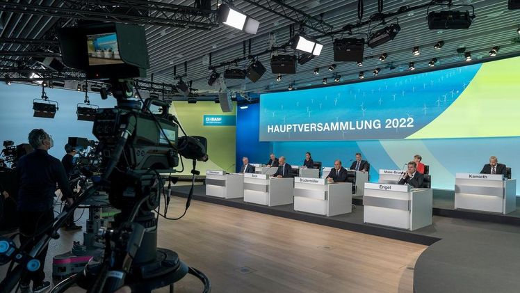 Virtuelle Hauptversammlung der BASF SE am 29.04.2022 im Konferenzzentrum der BASF SE in Ludwigshafen. Bild: BASF.