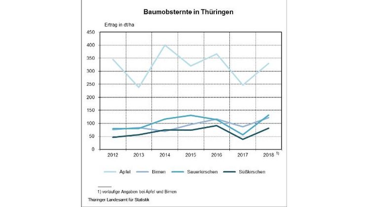 Baumobsternte in Thüringen. Grafik: Thüringer Landesamt für Statistik.