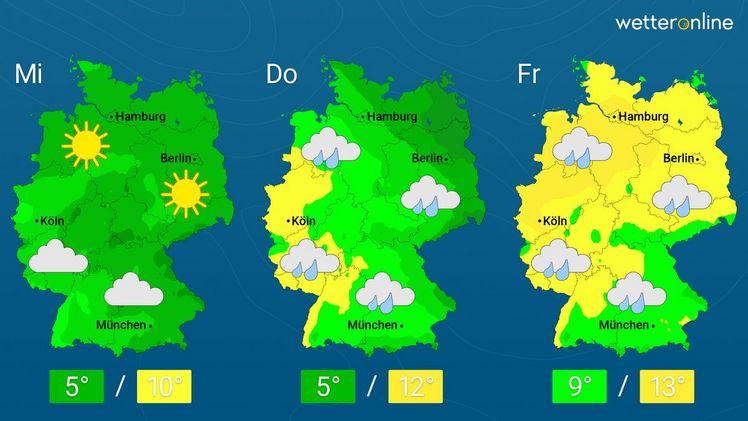 Die aktuelle Wetterkarte. Grafik: WetterOnline.  Die aktuelle Wetterkarte. Grafik: WetterOnline. 