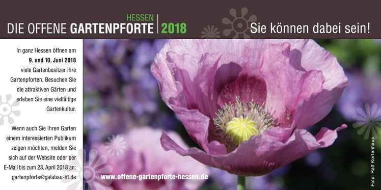 Am Wochenende des 9. und 10. Juni 2018 bietet die ‚Offene Gartenpforte‘ erneut Gartenkultur zum Anfassen.