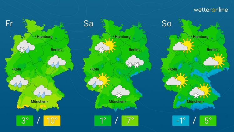 Die aktuelle Wetterkarte. Grafik: WetterOnline. 