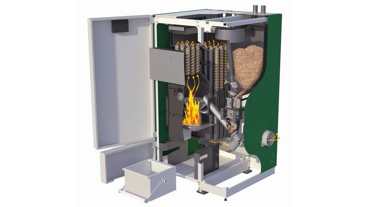 Innovativer Pelletkessel mit Brennwerttechnologie. Bild: HERZ.