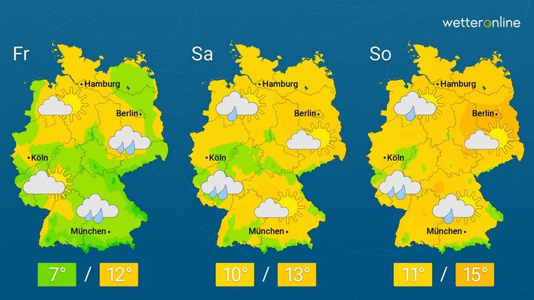 Die aktuelle Wetterkarte. Grafik: WetterOnline. 