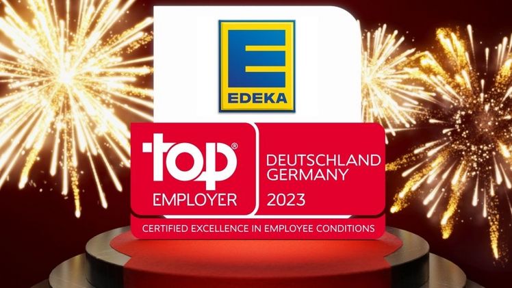 Seit über drei Jahrzehnten zertifiziert das unabhängige Forschungsinstitut Top Employers Institute Unternehmen mit herausragenden Arbeitsbedingungen für die Mitarbeitenden. Bild: EDEKA.