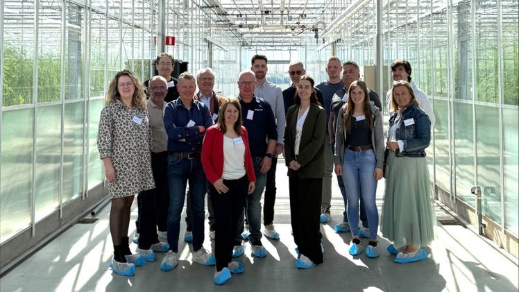 Die Besuchergruppe im Gewächshaus von Limgroup in Horst. Bild: Agrobusiness Niederrhein.