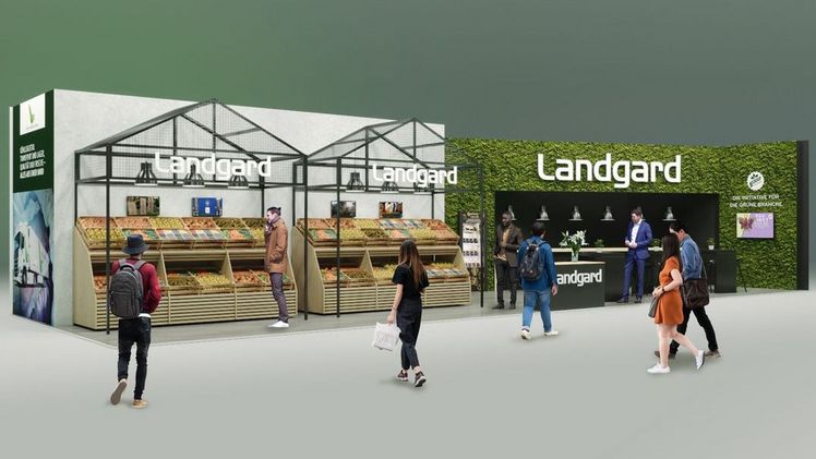 Als Teil des BVEO-Gemeinschaftsstands begrüßt der 111 Quadratmeter große Landgard-Messestand das internationale Fachpublikum direkt beim Betreten der Halle 20. Bild: Landgard.