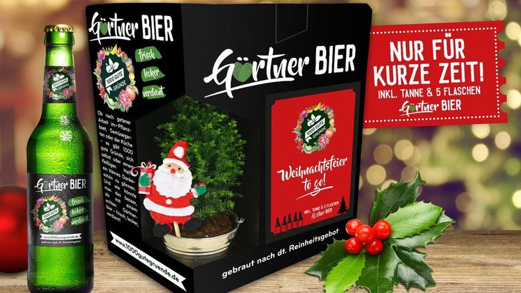 Weihnachtsfeier to go – mit der Limited Edition des Gärtnerbiers. Bild: Landgard. 