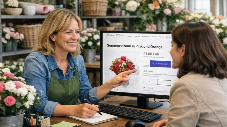 Beratung im Ladengeschäft am ALZURA Flowers Onlineshop. Bild: ALZURA Flowers.